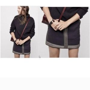 Madewell Black Embellished Mini Skirt Sz 10 EUC